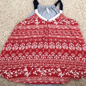 Red pattern tank top